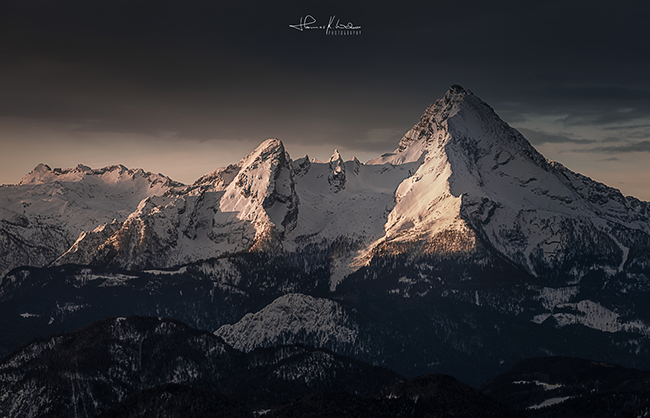 Watzmann im Berchtesgadener Land. Zu sehen ist der König der Berge bei Sonnenaufgang